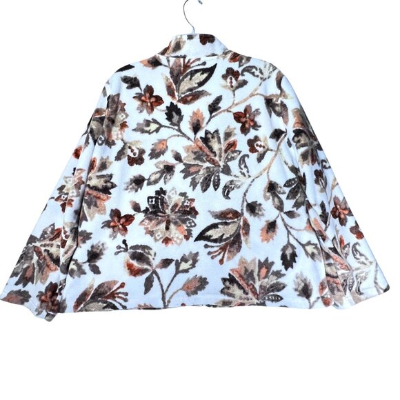 Alfred Dunner Floral Full Zip Fleece Jacket Rhinestone Sparkles PXL Leaves Fall - Picture 3 of 12